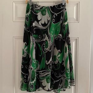 Vintage 90s Elle Skirt Midi Maxi Floral Black Green Boho Fairy Whimsigoth Flowy